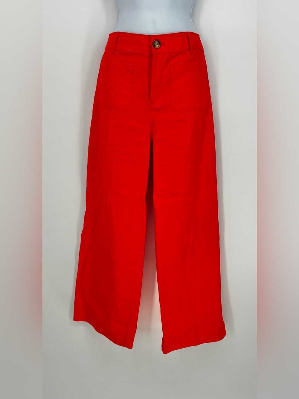 LOFT The Palmer Wide Leg Linen Blend Red Pants Size 0